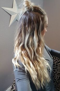 Tape in extensions  portland long hair top knot
